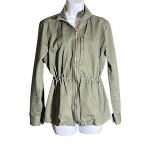Women’s Utility Jacket – Olive Green Zip-Up – Size M